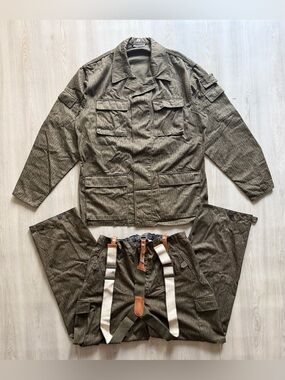 Vintage East German Rain Camo Uniform Set Jacket Trousers Sz L